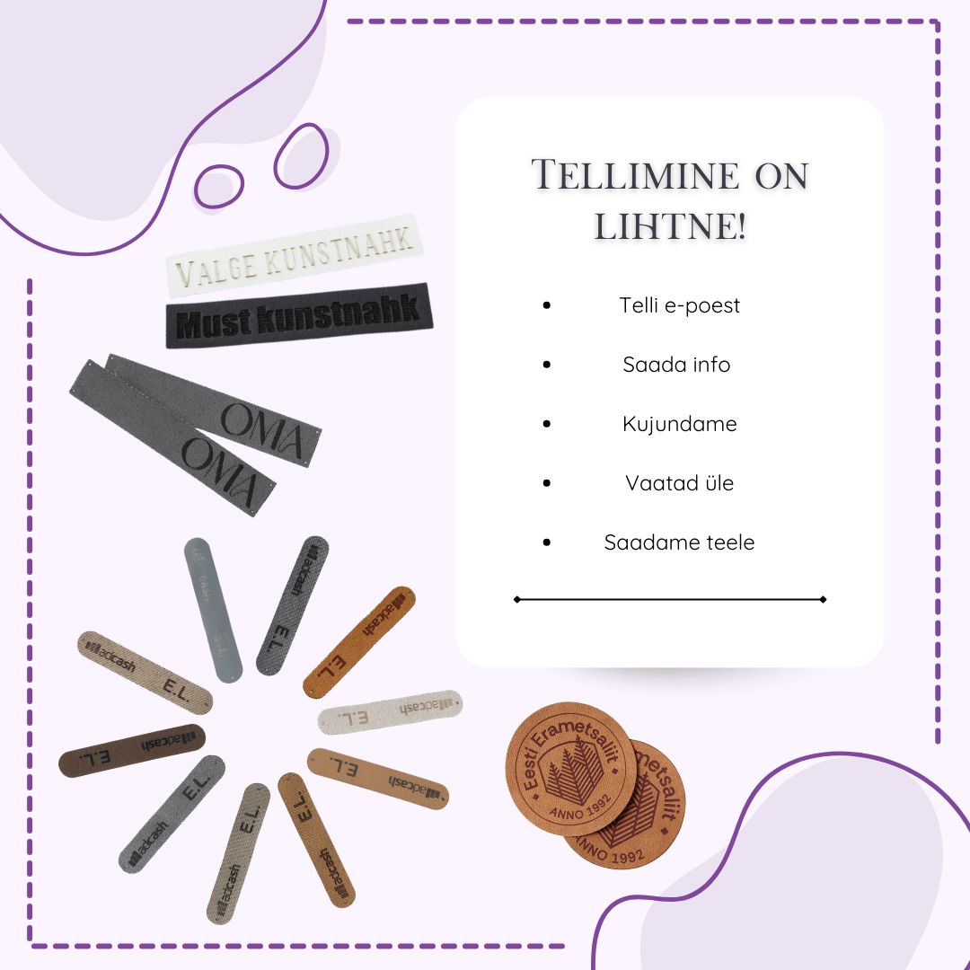 Lasergraveeritud sildid kangast ja kunstnahast Lasergraveeritud sildid kangast ja kunstnahast