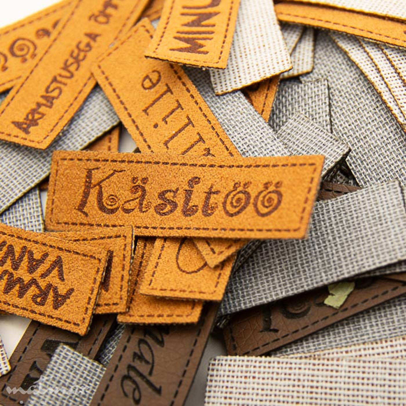 Pruun kangast eritellimus silt oma logo või kujundusega