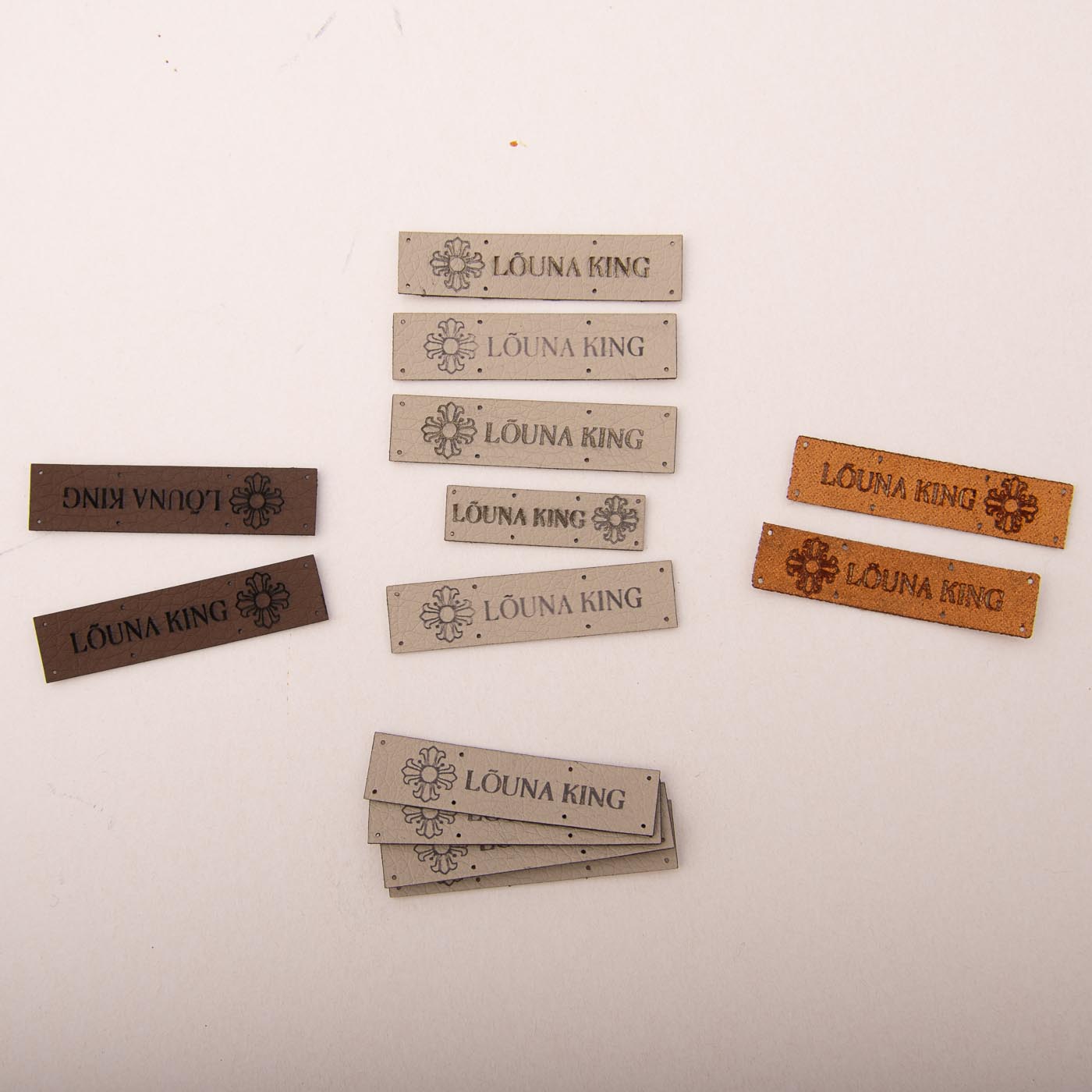 Beež kunstnahast eritellimus silt oma logo või kujundusega